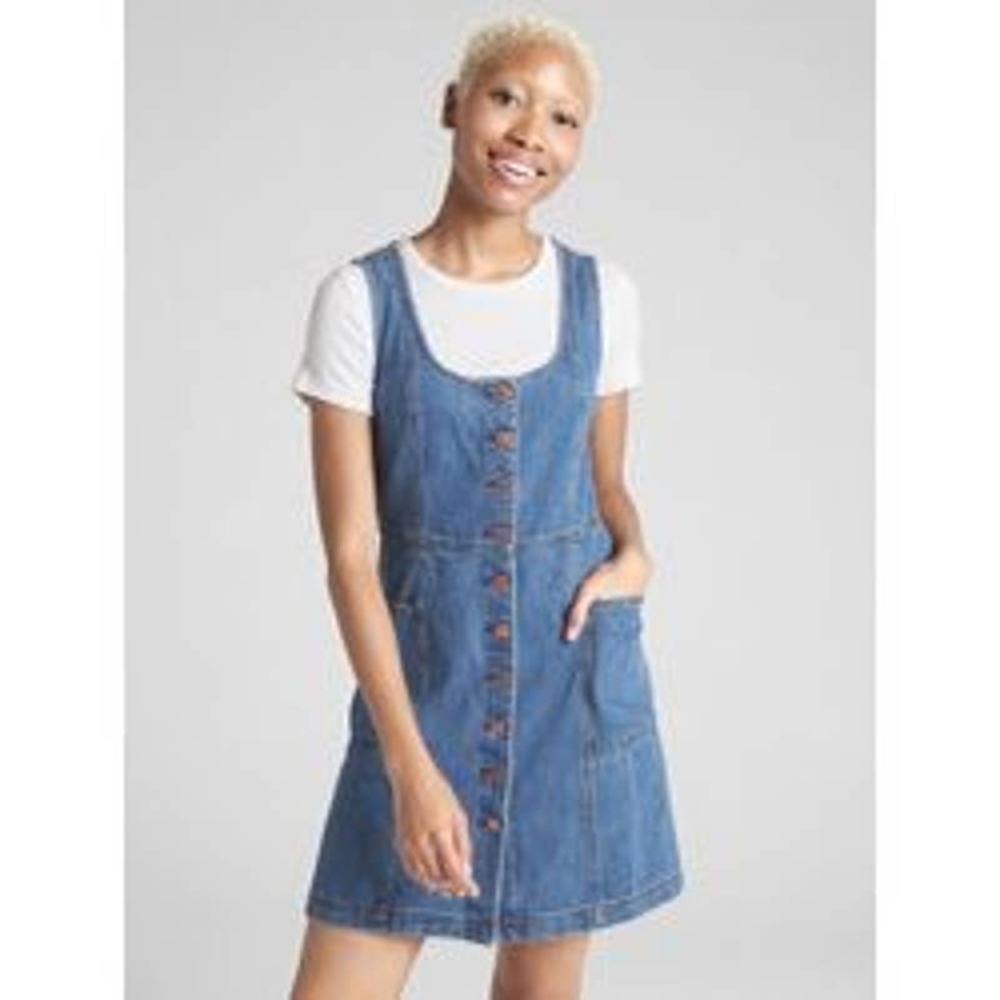 Gap Scoopneck Button Up Denim Dress